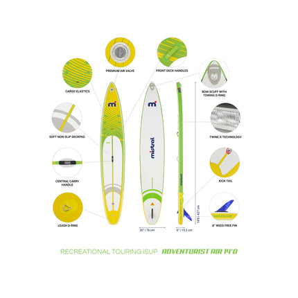 ADVENTURIST Air 14’0 x 30″ Paddle & Leash set