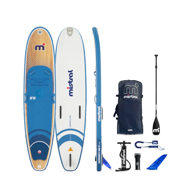 SUNBURST Air 11’0 x 31" wood Paddle & Leash set
